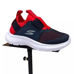 Skechers Toddler Boy's Slip-on Sneakers Size 10 Navy Blue/Red Lightweight Shoes